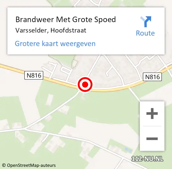 Locatie op kaart van de 112 melding: Brandweer Met Grote Spoed Naar Varsselder, Hoofdstraat op 25 juli 2017 23:13