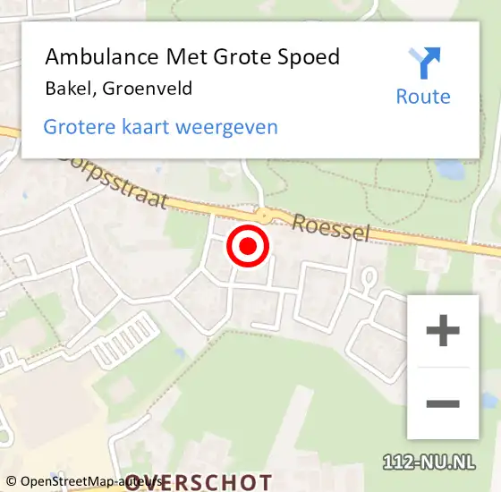 Locatie op kaart van de 112 melding: Ambulance Met Grote Spoed Naar Bakel, Groenveld op 25 juli 2017 23:18