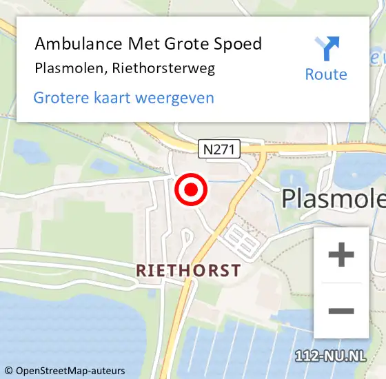 Locatie op kaart van de 112 melding: Ambulance Met Grote Spoed Naar Plasmolen, Riethorsterweg op 25 juli 2017 23:20