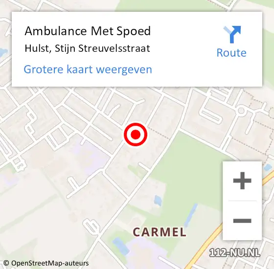 Locatie op kaart van de 112 melding: Ambulance Met Spoed Naar Hulst, Stijn Streuvelsstraat op 25 juli 2017 23:30