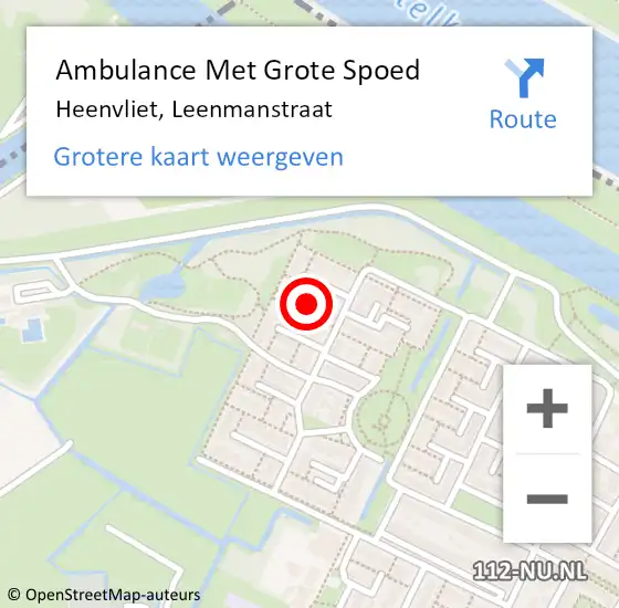 Locatie op kaart van de 112 melding: Ambulance Met Grote Spoed Naar Heenvliet, Leenmanstraat op 25 juli 2017 23:35