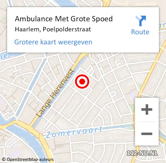 Locatie op kaart van de 112 melding: Ambulance Met Grote Spoed Naar Haarlem, Poelpolderstraat op 26 juli 2017 00:41