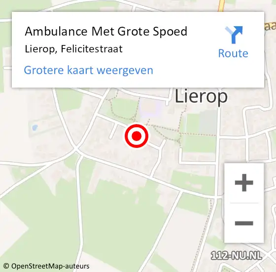 Locatie op kaart van de 112 melding: Ambulance Met Grote Spoed Naar Lierop, Felicitestraat op 26 juli 2017 01:02