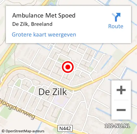 Locatie op kaart van de 112 melding: Ambulance Met Spoed Naar De Zilk, Breeland op 26 juli 2017 01:03