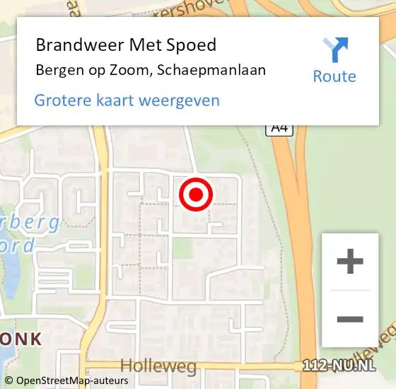 Locatie op kaart van de 112 melding: Brandweer Met Spoed Naar Bergen op Zoom, Schaepmanlaan op 26 juli 2017 04:26