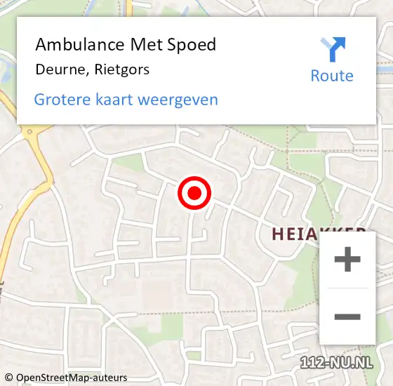 Locatie op kaart van de 112 melding: Ambulance Met Spoed Naar Deurne, Rietgors op 26 juli 2017 06:07