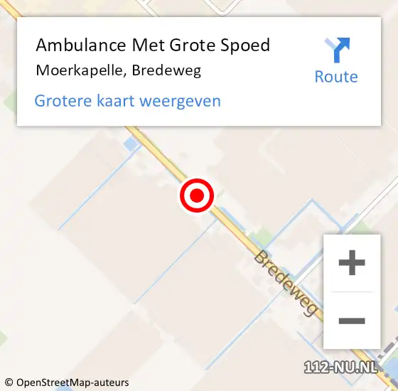 Locatie op kaart van de 112 melding: Ambulance Met Grote Spoed Naar Moerkapelle, Bredeweg op 26 juli 2017 07:19