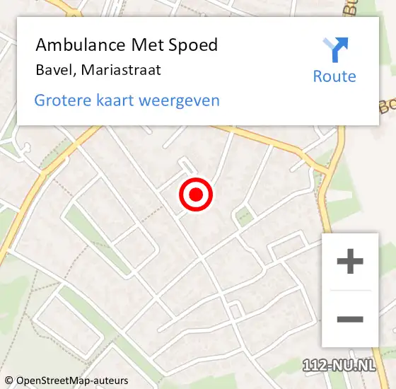 Locatie op kaart van de 112 melding: Ambulance Met Spoed Naar Bavel, Mariastraat op 26 juli 2017 09:16