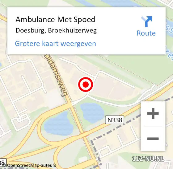 Locatie op kaart van de 112 melding: Ambulance Met Spoed Naar Doesburg, Broekhuizerweg op 26 juli 2017 09:30