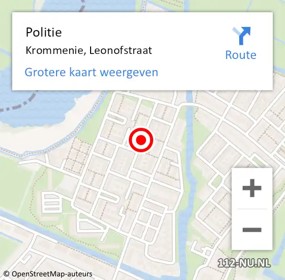 Locatie op kaart van de 112 melding: Politie Krommenie, Leonofstraat op 26 juli 2017 09:55