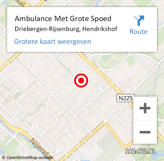 Locatie op kaart van de 112 melding: Ambulance Met Grote Spoed Naar Driebergen-Rijsenburg, Hendrikshof op 26 juli 2017 10:05