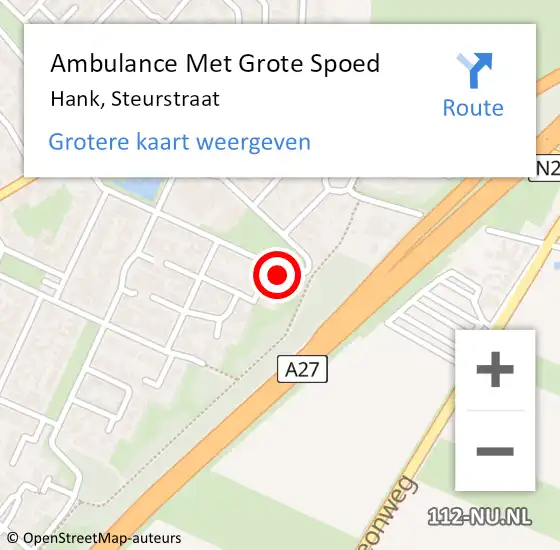 Locatie op kaart van de 112 melding: Ambulance Met Grote Spoed Naar Hank, Steurstraat op 26 juli 2017 10:16