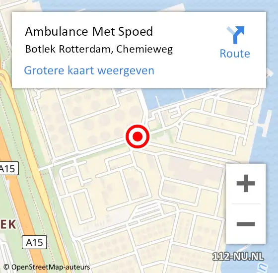 Locatie op kaart van de 112 melding: Ambulance Met Spoed Naar Botlek Rotterdam, Chemieweg op 26 juli 2017 10:31
