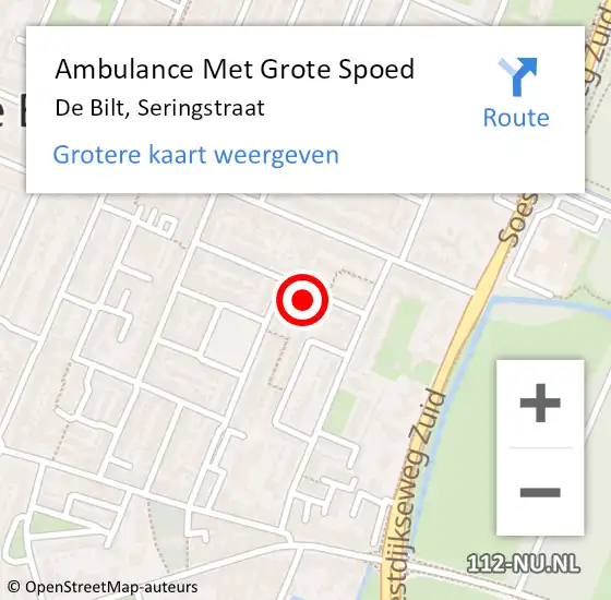 Locatie op kaart van de 112 melding: Ambulance Met Grote Spoed Naar De Bilt, Seringstraat op 26 juli 2017 10:36