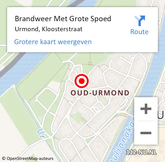 Locatie op kaart van de 112 melding: Brandweer Met Grote Spoed Naar Urmond, Kloosterstraat op 26 juli 2017 10:44