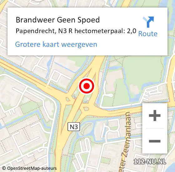 Locatie op kaart van de 112 melding: Brandweer Geen Spoed Naar Papendrecht, N3 R hectometerpaal: 1,6 op 26 juli 2017 11:09