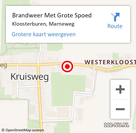 Locatie op kaart van de 112 melding: Brandweer Met Grote Spoed Naar Kloosterburen, Marneweg op 28 januari 2014 06:53