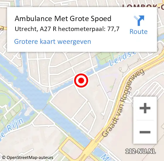Locatie op kaart van de 112 melding: Ambulance Met Grote Spoed Naar Utrecht, A27 R hectometerpaal: 77,7 op 26 juli 2017 11:44