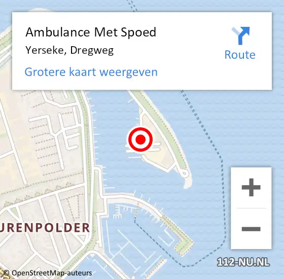 Locatie op kaart van de 112 melding: Ambulance Met Spoed Naar Yerseke, Dregweg op 26 juli 2017 11:56