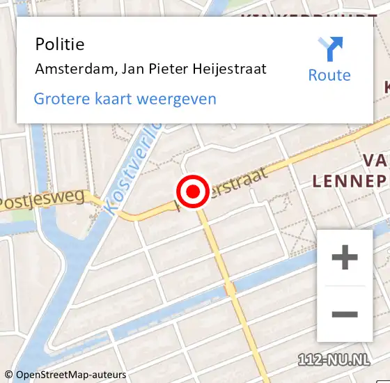 Locatie op kaart van de 112 melding: Politie Amsterdam, Jan Pieter Heijestraat op 26 juli 2017 12:24