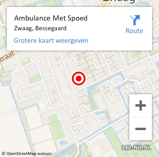 Locatie op kaart van de 112 melding: Ambulance Met Spoed Naar Zwaag, Bessegaard op 26 juli 2017 12:27