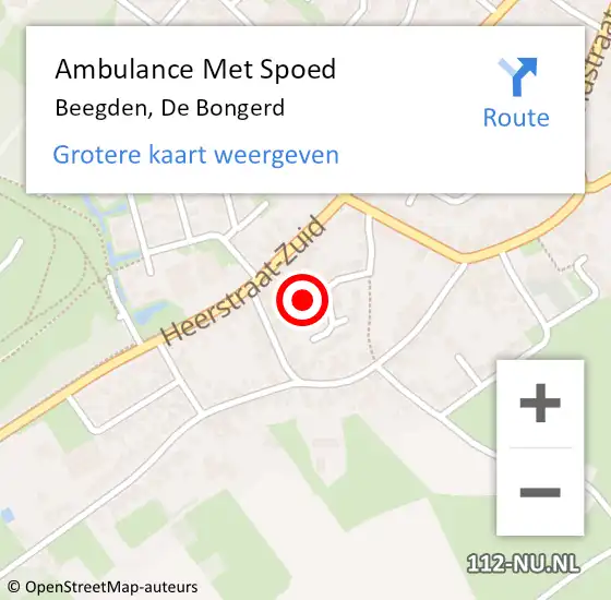 Locatie op kaart van de 112 melding: Ambulance Met Spoed Naar Beegden, De Bongerd op 26 juli 2017 12:41