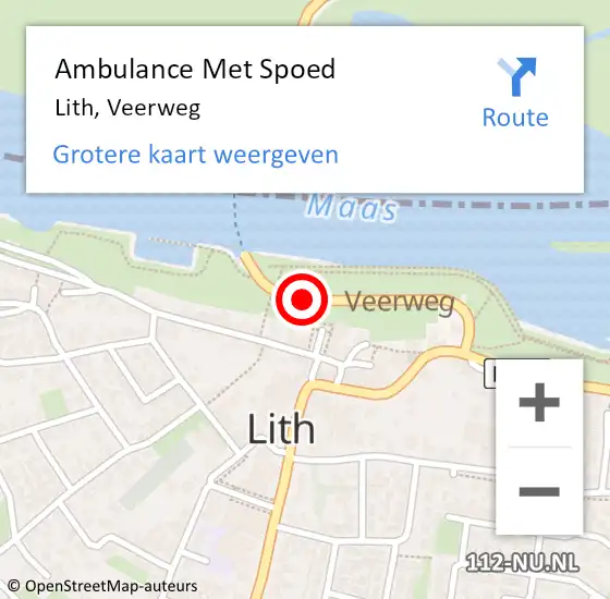 Locatie op kaart van de 112 melding: Ambulance Met Spoed Naar Lith, Veerweg op 26 juli 2017 12:52