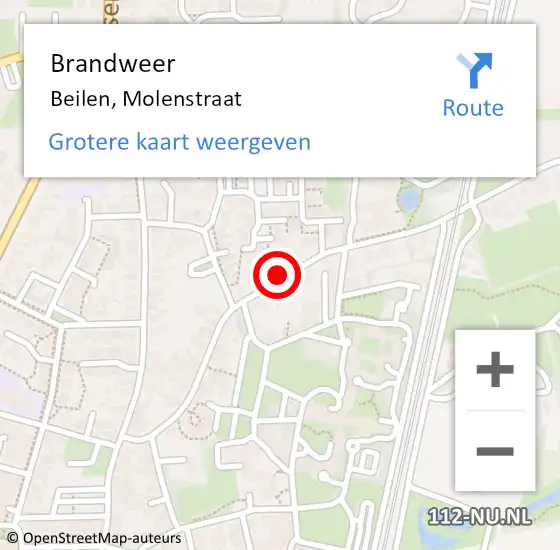 Locatie op kaart van de 112 melding: Brandweer Beilen, Molenstraat op 28 januari 2014 07:21