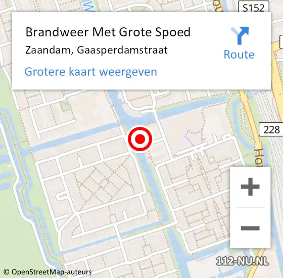 Locatie op kaart van de 112 melding: Brandweer Met Grote Spoed Naar Zaandam, Gaasperdamstraat op 26 juli 2017 13:39