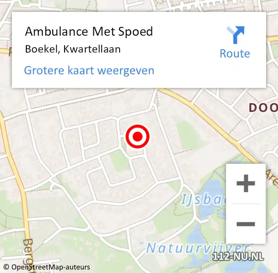 Locatie op kaart van de 112 melding: Ambulance Met Spoed Naar Boekel, Kwartellaan op 26 juli 2017 13:43