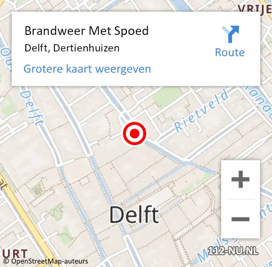 Locatie op kaart van de 112 melding: Brandweer Met Spoed Naar Delft, Dertienhuizen op 26 juli 2017 13:45