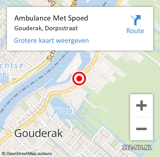 Locatie op kaart van de 112 melding: Ambulance Met Spoed Naar Gouderak, Dorpsstraat op 26 juli 2017 14:16