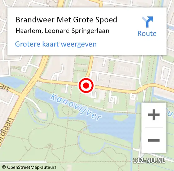 Locatie op kaart van de 112 melding: Brandweer Met Grote Spoed Naar Haarlem, Leonard Springerlaan op 26 juli 2017 14:16