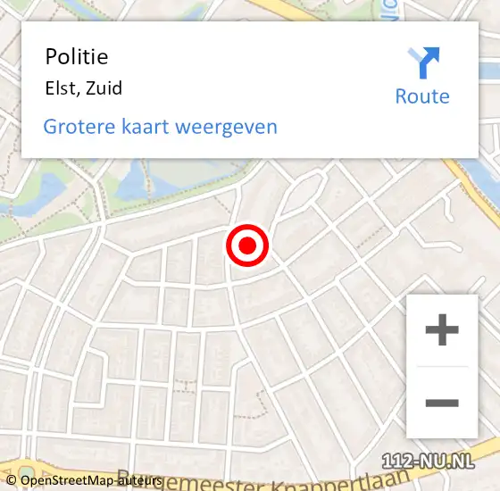Locatie op kaart van de 112 melding: Politie Elst, Zuid op 26 juli 2017 14:22