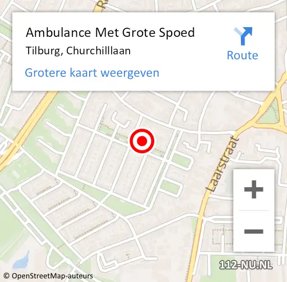Locatie op kaart van de 112 melding: Ambulance Met Grote Spoed Naar Tilburg, Churchilllaan op 26 juli 2017 14:30