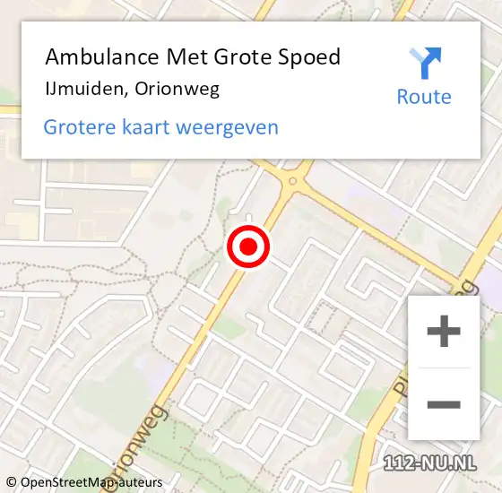 Locatie op kaart van de 112 melding: Ambulance Met Grote Spoed Naar IJmuiden, Orionweg op 26 juli 2017 14:33