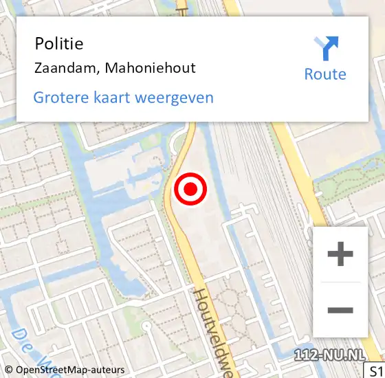 Locatie op kaart van de 112 melding: Politie Zaandam, Mahoniehout op 26 juli 2017 14:47