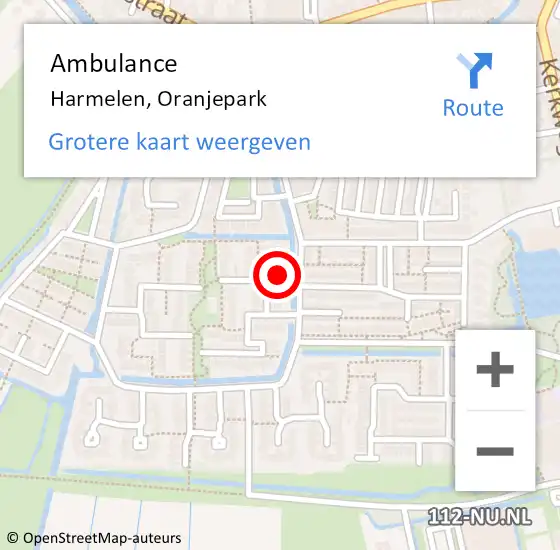 Locatie op kaart van de 112 melding: Ambulance Harmelen, Oranjepark op 26 juli 2017 15:03