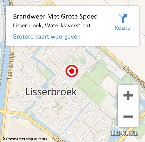 Locatie op kaart van de 112 melding: Brandweer Met Grote Spoed Naar Lisserbroek, Waterklaverstraat op 26 juli 2017 15:11