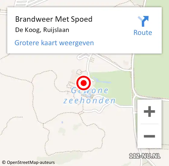 Locatie op kaart van de 112 melding: Brandweer Met Spoed Naar De Koog, Ruijslaan op 26 juli 2017 16:15