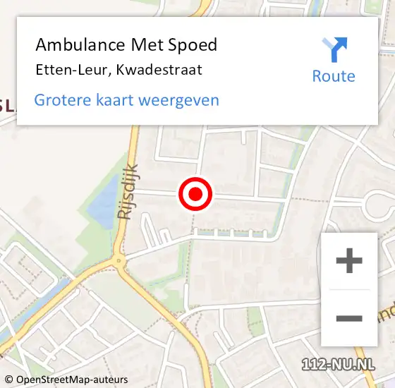 Locatie op kaart van de 112 melding: Ambulance Met Spoed Naar Etten-Leur, Kwadestraat op 26 juli 2017 16:19