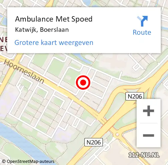 Locatie op kaart van de 112 melding: Ambulance Met Spoed Naar Katwijk, Boerslaan op 26 juli 2017 16:42