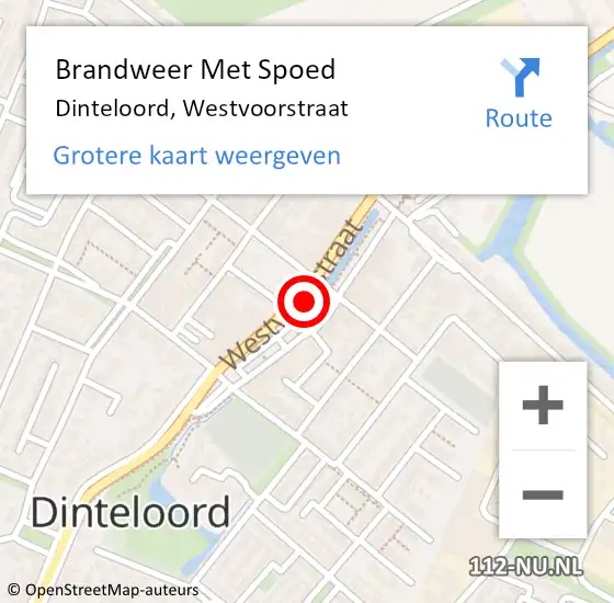 Locatie op kaart van de 112 melding: Brandweer Met Spoed Naar Dinteloord, Westvoorstraat op 26 juli 2017 16:43