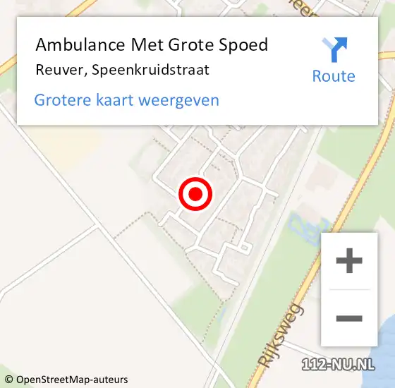 Locatie op kaart van de 112 melding: Ambulance Met Grote Spoed Naar Reuver, Speenkruidstraat op 26 juli 2017 17:27