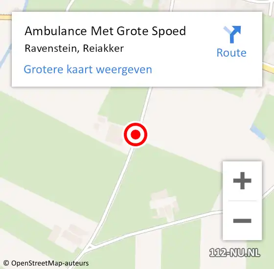 Locatie op kaart van de 112 melding: Ambulance Met Grote Spoed Naar Ravenstein, Reiakker op 26 juli 2017 17:47