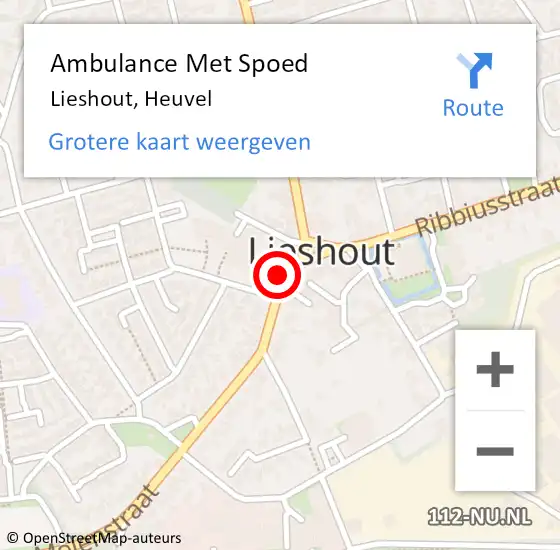 Locatie op kaart van de 112 melding: Ambulance Met Spoed Naar Lieshout, Heuvel op 26 juli 2017 18:18