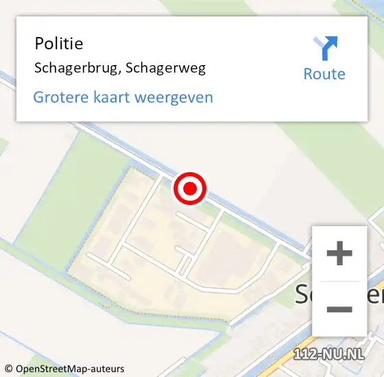 Locatie op kaart van de 112 melding: Politie Schagerbrug, Schagerweg op 26 juli 2017 18:21