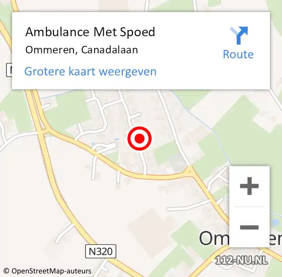 Locatie op kaart van de 112 melding: Ambulance Met Spoed Naar Ommeren, Canadalaan op 26 juli 2017 18:58