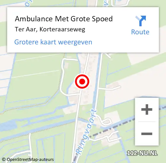 Locatie op kaart van de 112 melding: Ambulance Met Grote Spoed Naar Ter Aar, Korteraarseweg op 26 juli 2017 19:01