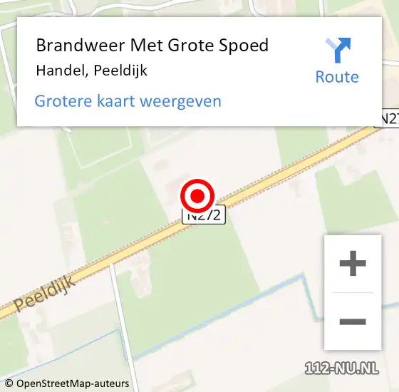 Locatie op kaart van de 112 melding: Brandweer Met Grote Spoed Naar Handel, Peeldijk op 26 juli 2017 19:18